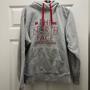 The North Face Men's Gray Hoodie with Red Accents